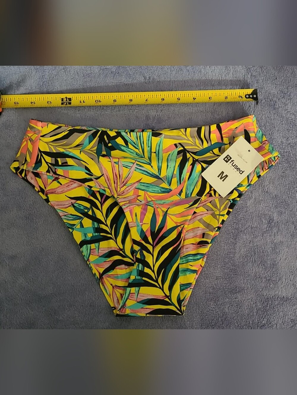 Fused Hawaii  Tropical Leaf Print Bikini Bottoms - Yellow & Multicolor